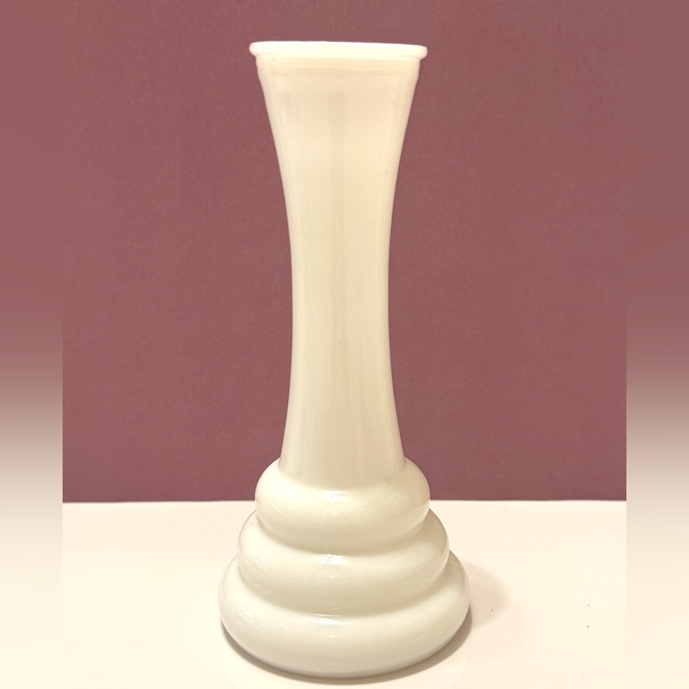 Vintage Milk Glass Vase – Indiana Glass – Tiered Base Design – 6” – Made in USA